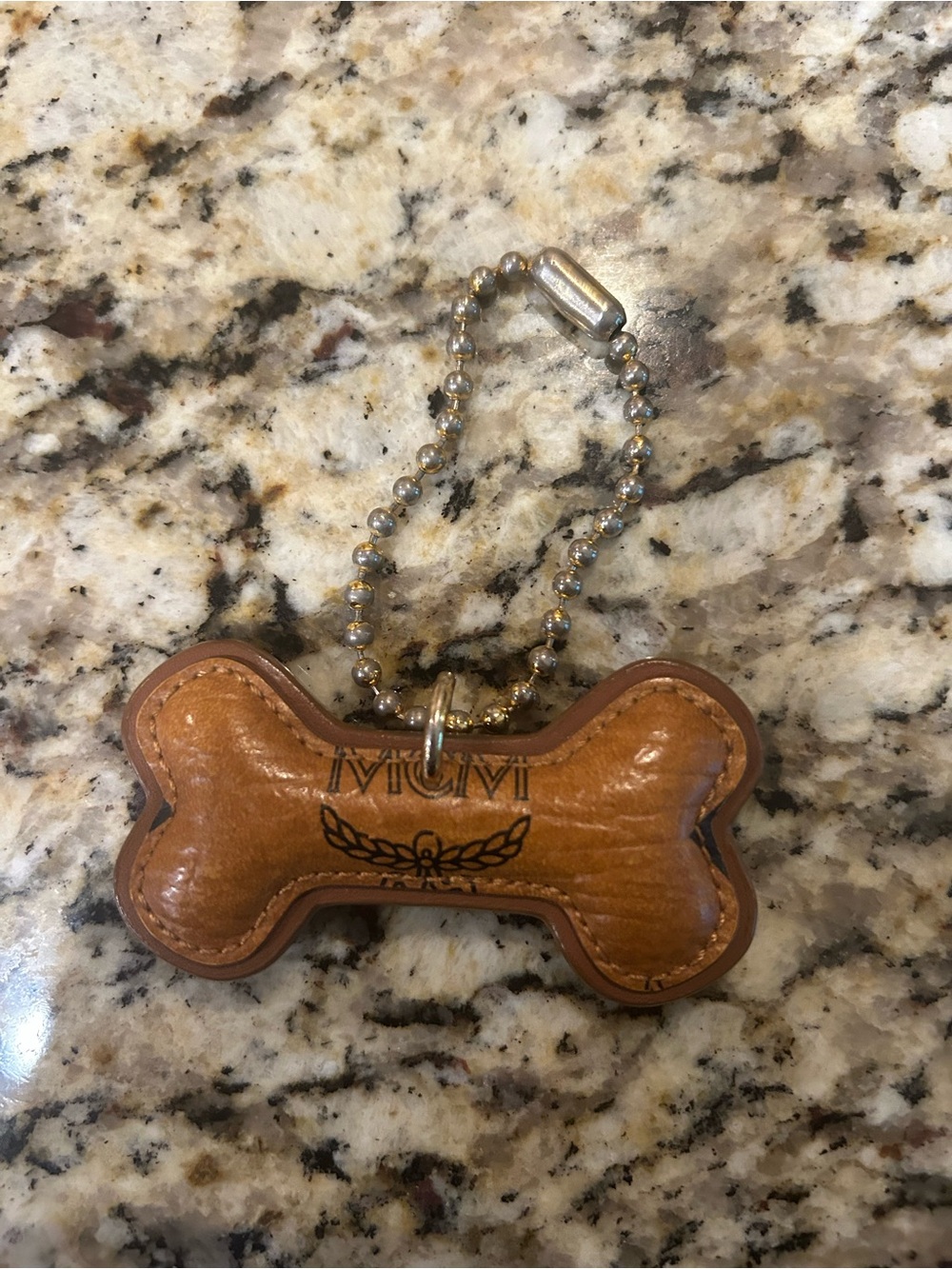 MCM Cognac Dog Bone Charm